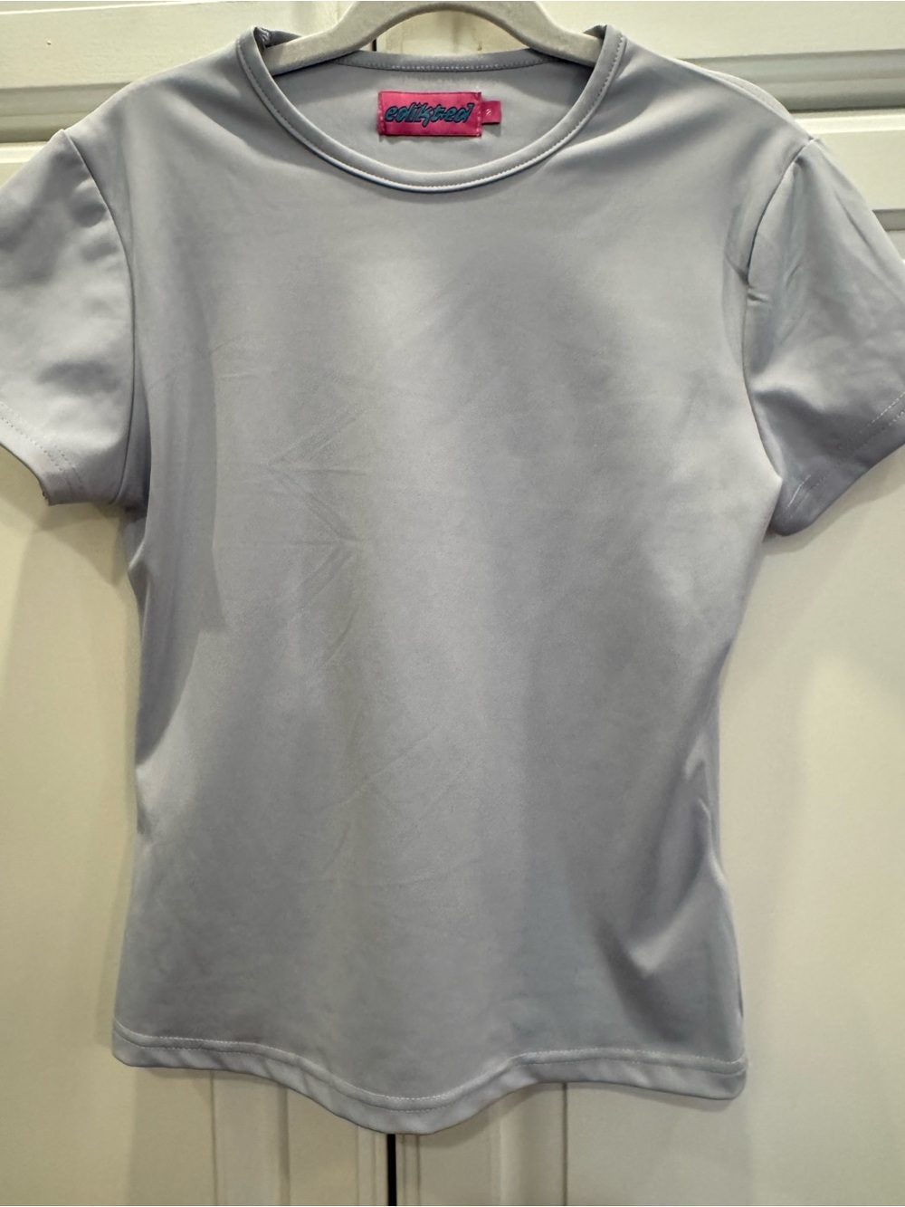 Edikted Gray Short Sleeve Fitted Baby Tee Top Size M